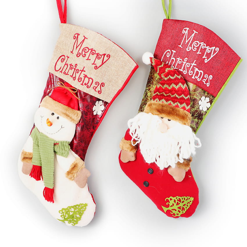 2 PCs Set Christmas Stockings Kids Cute Plush 3D Classic Large Toys ...