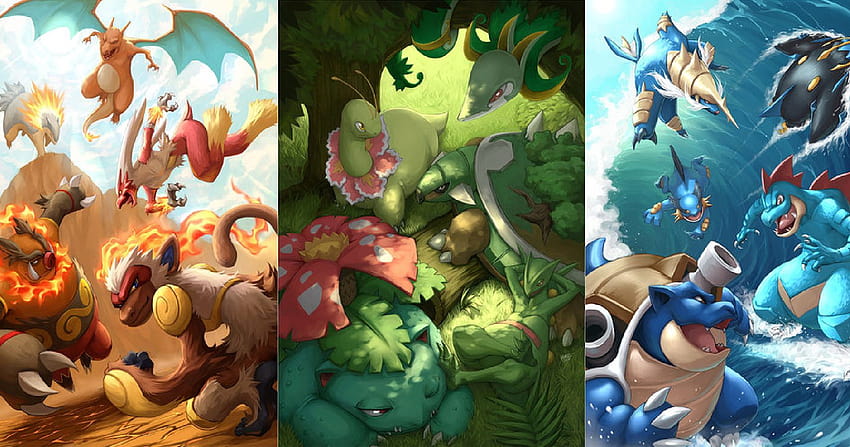 Das beste Starter-Pokémon, Wasser- und Grasdrachen-Pokémon HD-Hintergrundbild