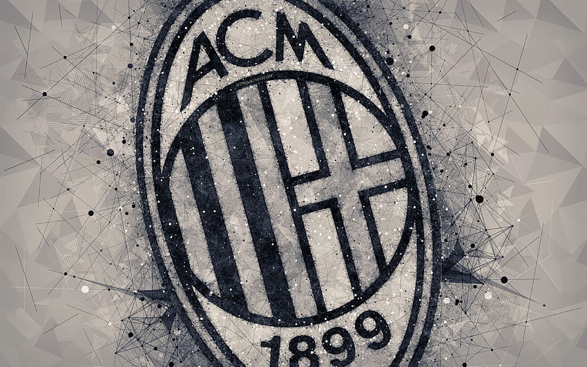 AC ミラン、ロゴ、クリエイティブな幾何学アート、セリエ A、アート エンブレム、イタリアのサッカー クラブ、ミラノ、イタリア、解像度 3840x2400 のサッカー。 高品質、 高画質の壁紙