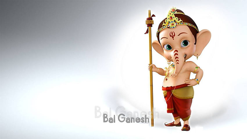 Little Bal Ganesh 3d 1366×768, cartoon ganesh HD wallpaper