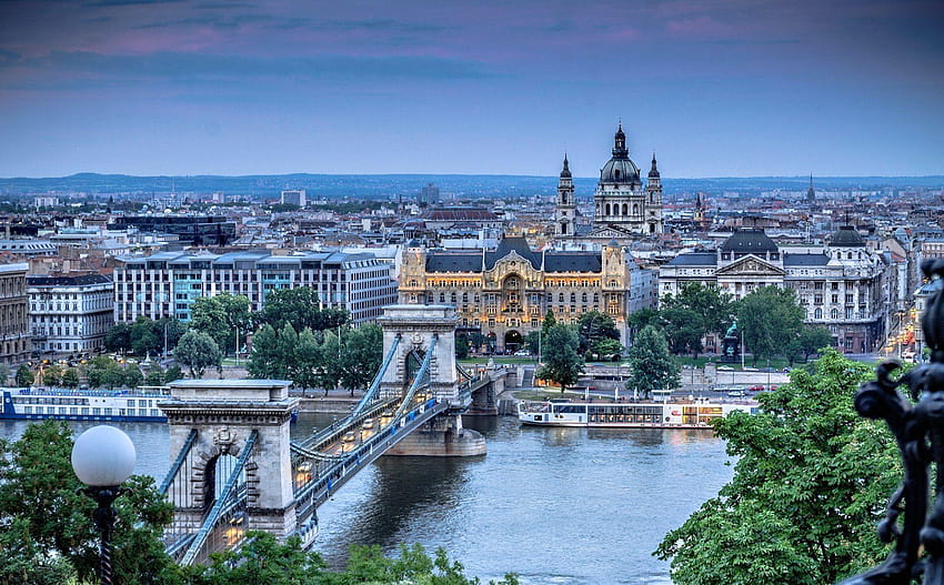 Верижен мост Будапеща Унгария HD тапет