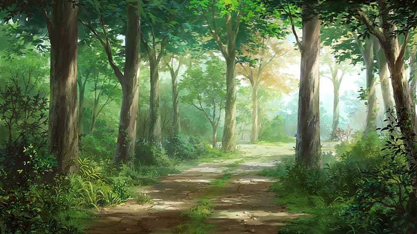 Anime, oryginał, droga, las, , tło, 473463 Tapeta HD