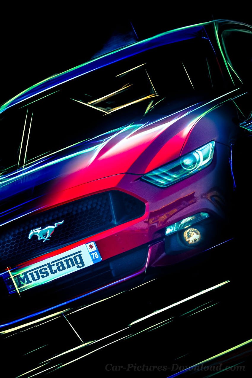 2019 Ford Mustang rojo Iphone, logotipo de ford android fondo de pantalla del teléfono
