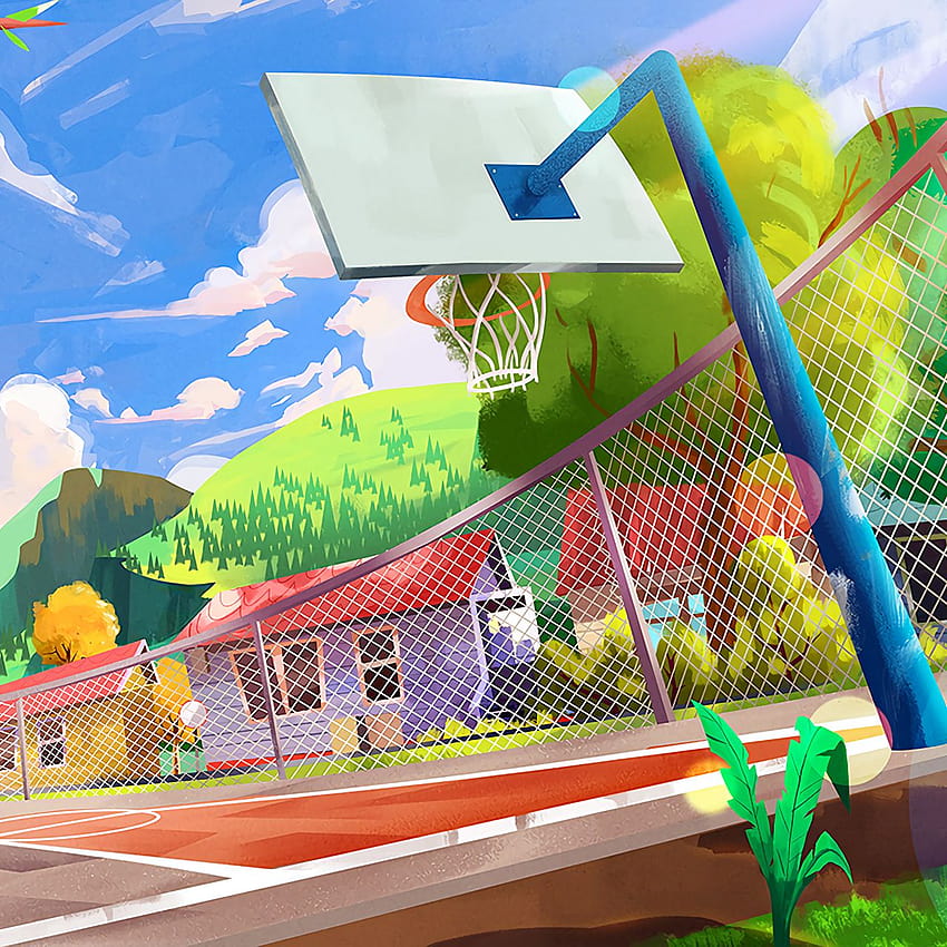 1280x1280 playground, basketball hoop, art, city, colorful ipad, ipad 2, ipad mini for parallax backgrounds HD phone wallpaper