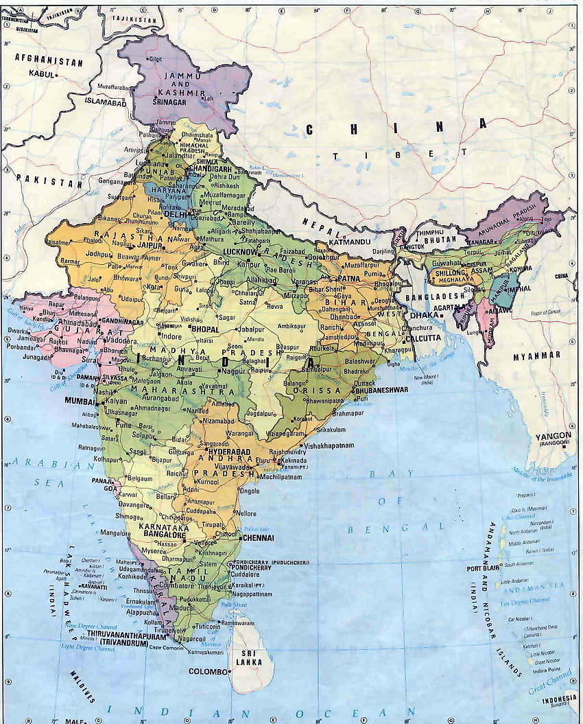 Mapa Indii, mapa fizyczna Indii Tapeta na telefon HD