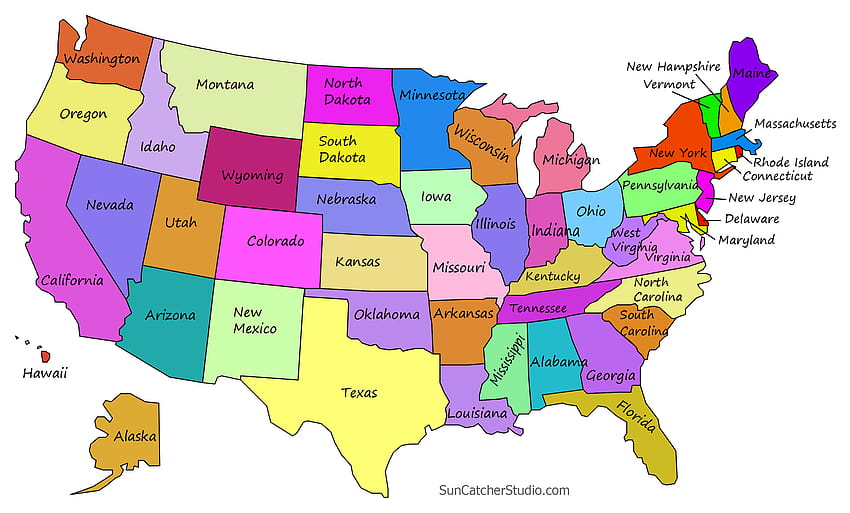 Druckbare US-Karten mit Bundesstaaten HD-Hintergrundbild
