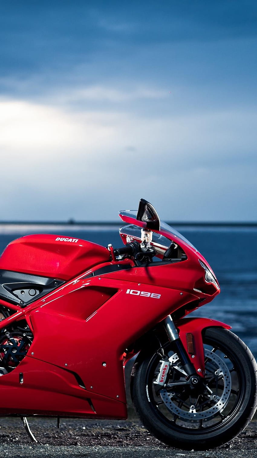 Ducati, 1098, motocykl, morze, czerwony, ducati iphone Tapeta na telefon HD