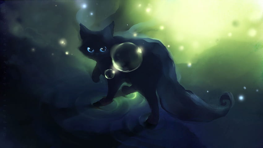 Anime original apofiss single highres blue eyes wide, anime cat with green  eyes HD wallpaper | Pxfuel