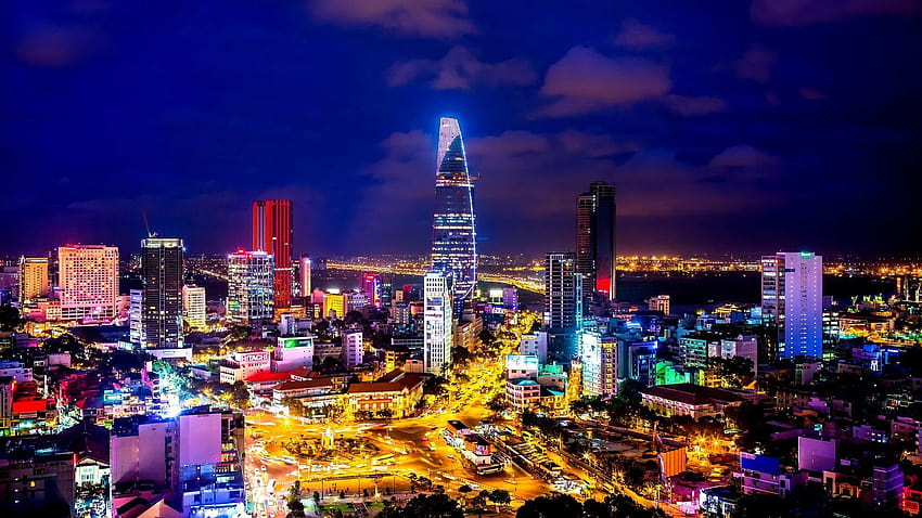 Night City Backgrounds of Ho Chi Minh City, baku city HD wallpaper