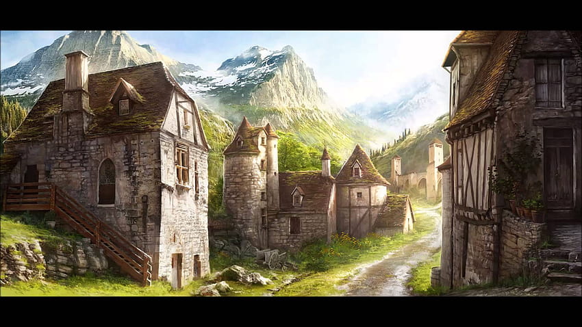 Kota Abad Pertengahan, desa abad pertengahan Wallpaper HD