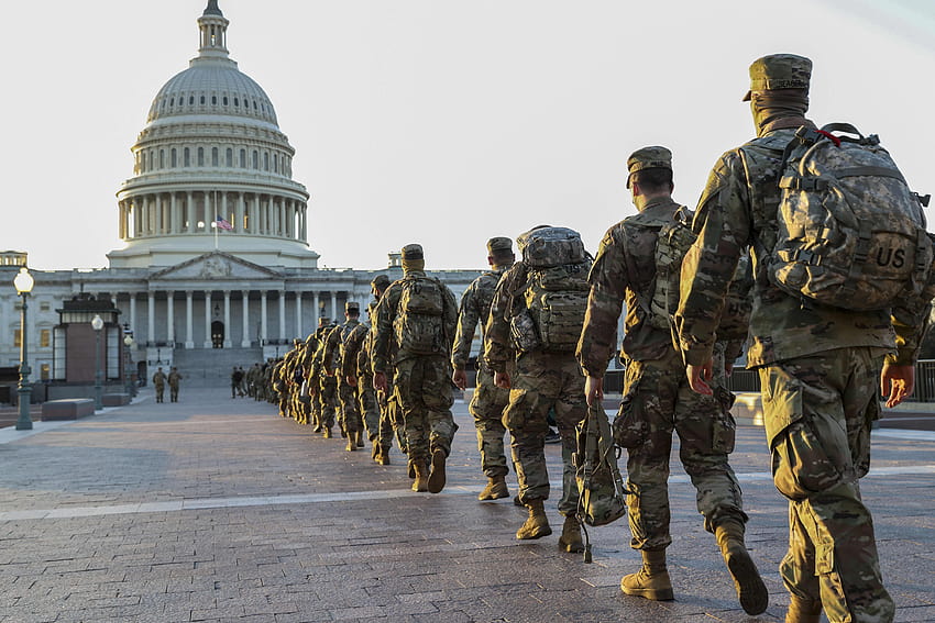 of National Guard at U.S. Capitol after riots, national guard soldiers HD wallpaper
