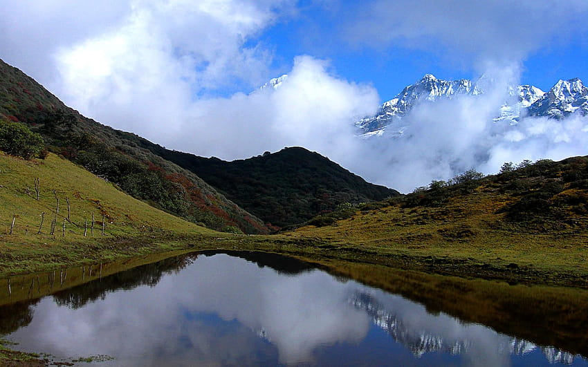 Yansımalar), Kanchenjunga Ulusal Parkı, Kuzey Sikkim, Hindistan HD duvar kağıdı