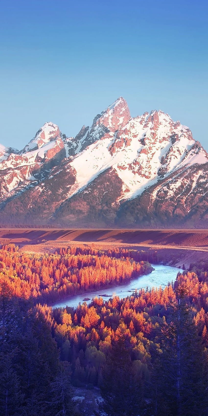 Grand Teton National Park, mountains, river, landscape, nature, teton range mobile HD phone wallpaper