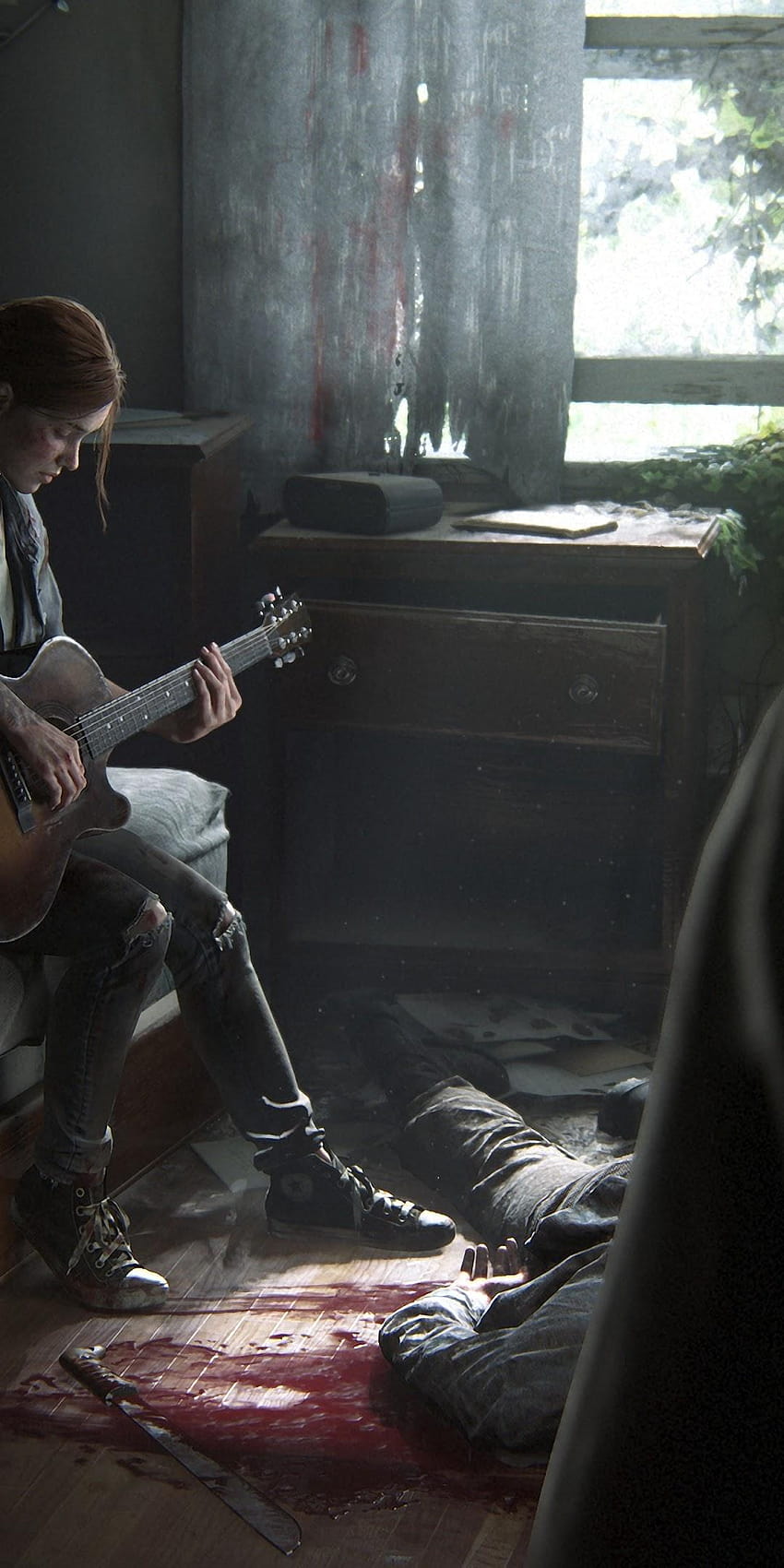 The Last of Us Part 2 Ellie tocando la guitarra, guitarra telefónica fondo de pantalla del teléfono