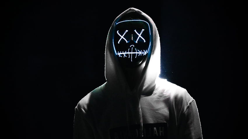 Man, LED mask, Dope, Night, Anonymous, » , Ultra HD wallpaper