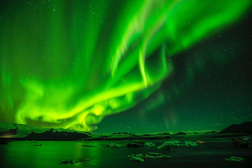 nordlicht, aurora, himmel, sternenhimmel, nacht, grün, amoled aurora HD-Hintergrundbild