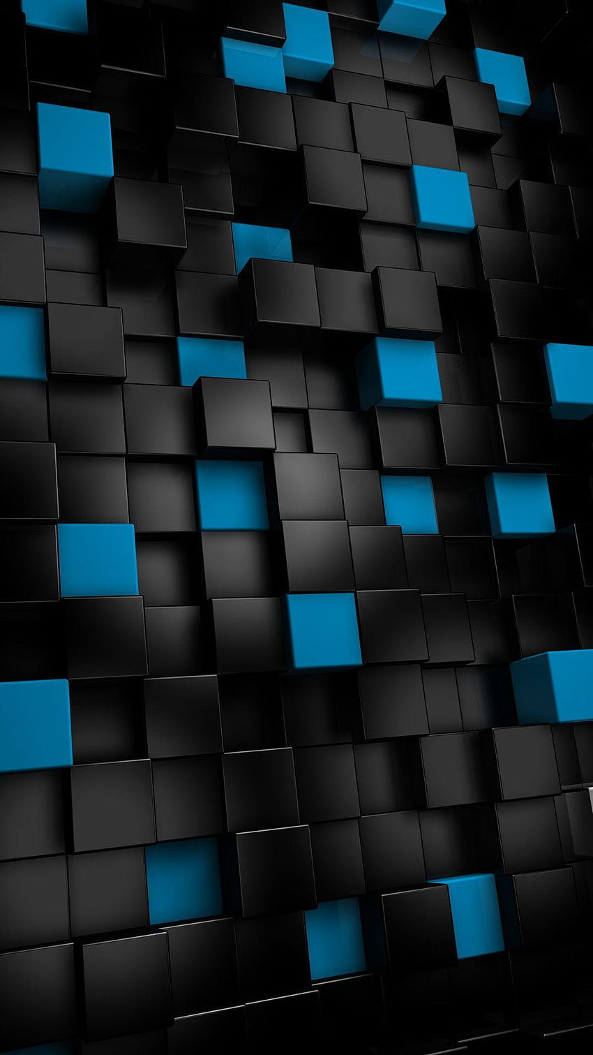 Schwarzer Würfel, schwarzer und blauer 3D-Würfel HD-Handy-Hintergrundbild