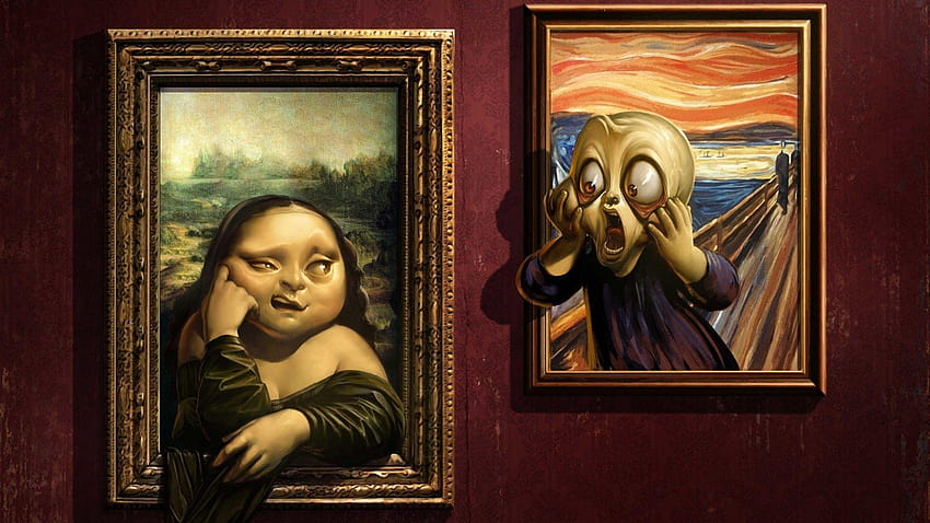 painting, Artwork, Humor, Leonardo Da Vinci, Screaming, Mona Lisa, edvard munch HD wallpaper