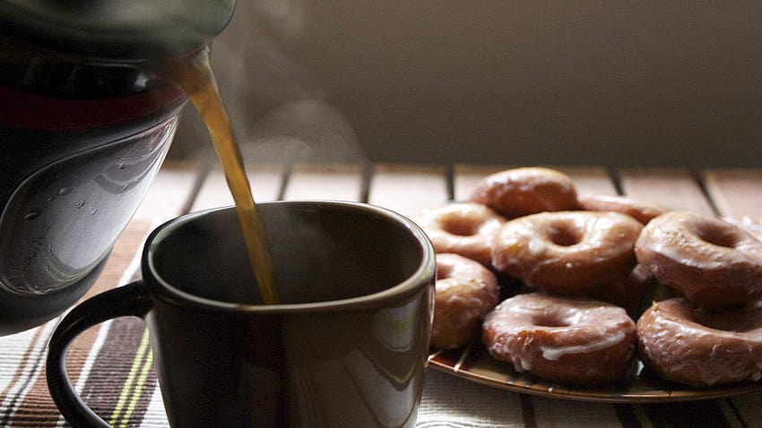 Coffee and Donuts not the Telephone Game, coffee with a donut HD wallpaper