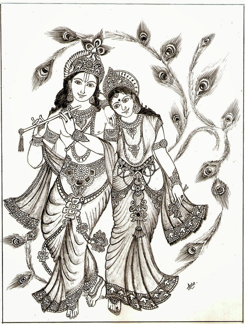 HD radha krishna drawing wallpapers | Peakpx-saigonsouth.com.vn