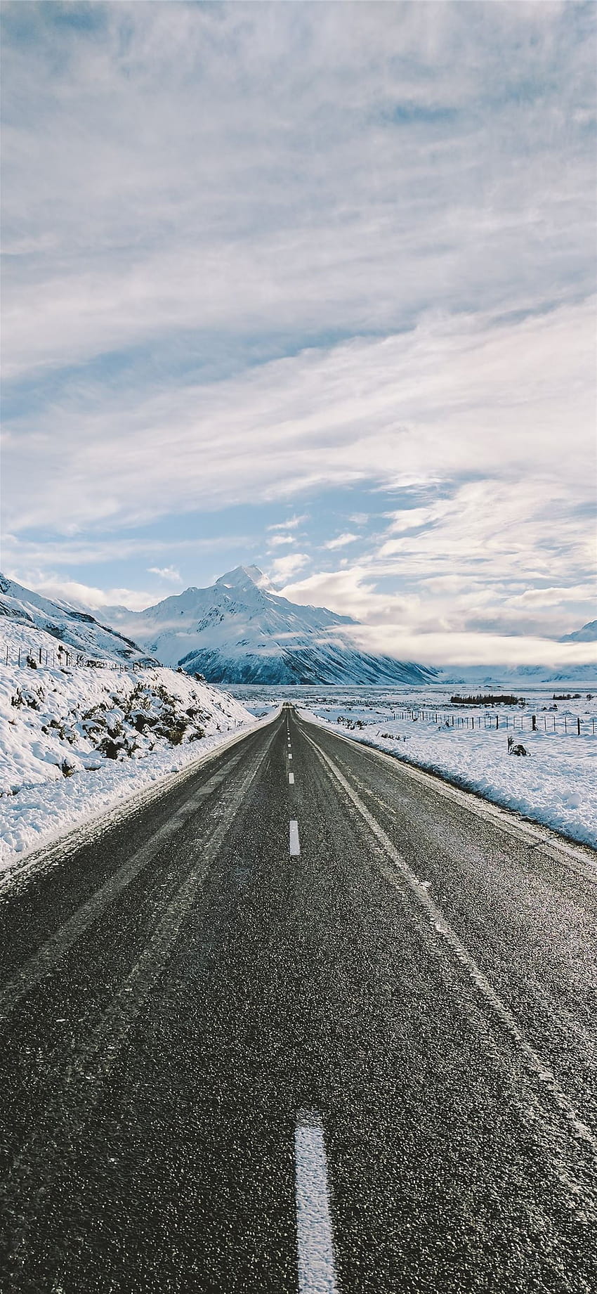 road near mountain covered with snow iPhone X, winter road iphone 11 pro HD phone wallpaper