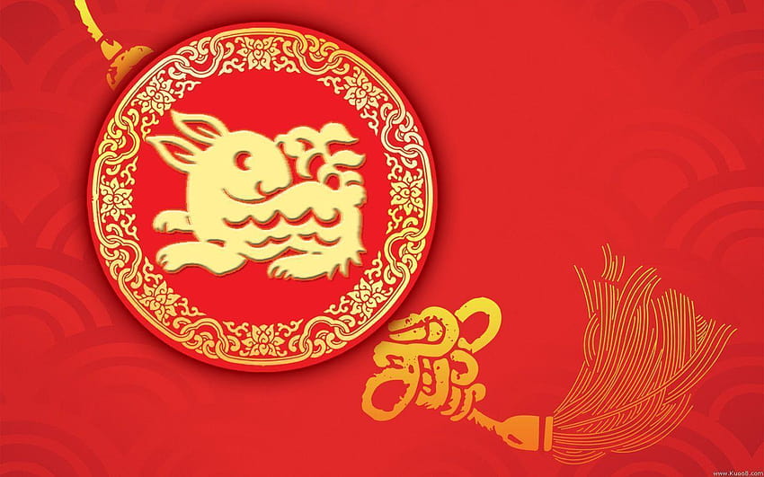 2 Precioso Año Nuevo Chino 2011 de Conejo fondo de pantalla