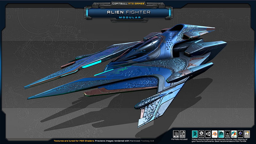 SF Modular Alien Fighter 3D asset HD wallpaper
