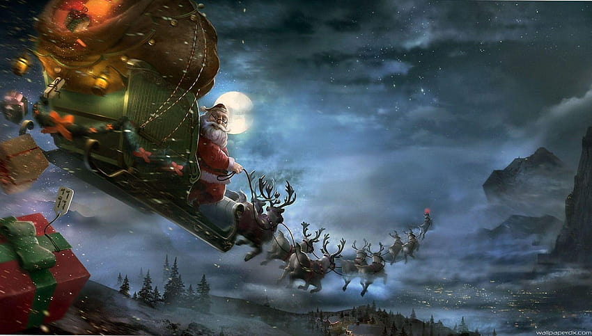 Santa, Claus, Reindeer, Sleigh / and Mobile Backgrounds, winter sleigh ...