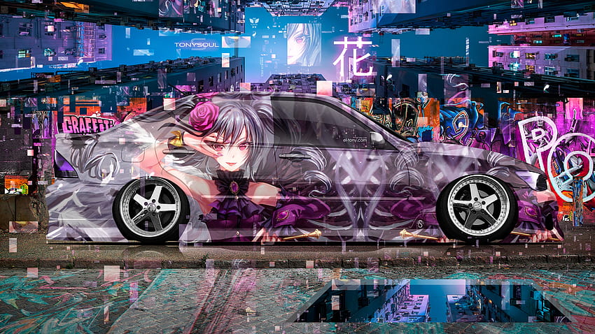 Toyota Altezza JDM Tuning Super Anime Girl Flower Han Rose、アニメカー 高画質の壁紙
