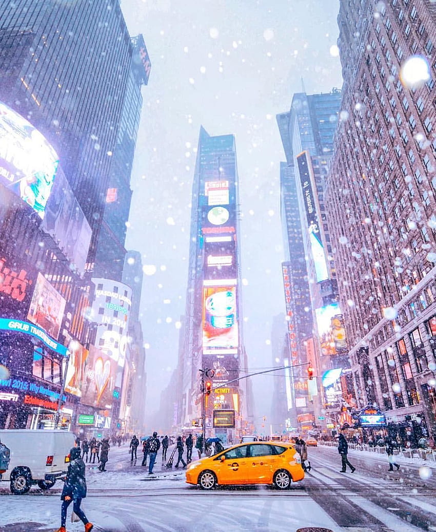 หิมะไทม์สแควร์ หิมะนิวยอร์ก วอลล์เปเปอร์โทรศัพท์ HD
