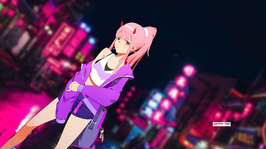 Kawaii Zero Two in The City, city anime pink HD wallpaper