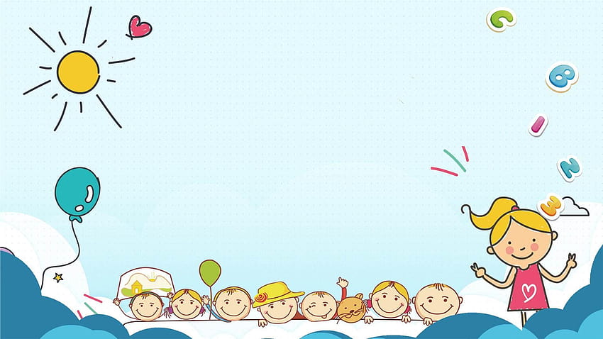 3 かわいい子供の漫画の ppt の背景、子供のテーマ シリーズ、ppt kawaii 高画質の壁紙