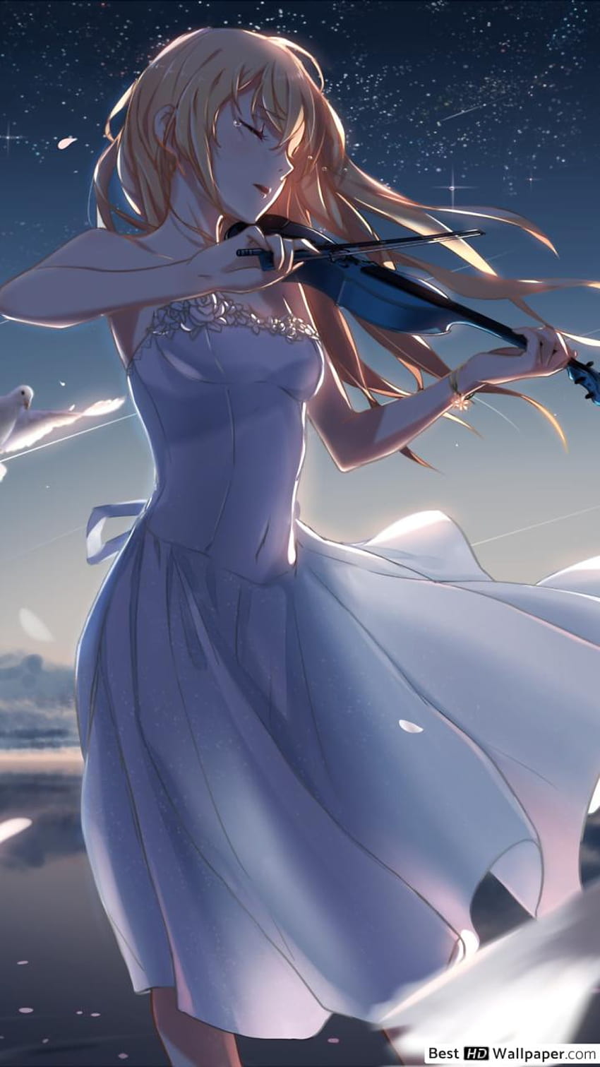 Girl Playing the Violin, bright your lie in april android HD phone wallpaper