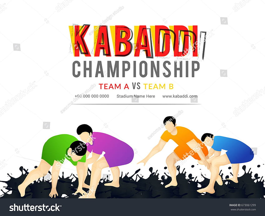 Poster creativo o design di banner con la riproduzione di giocatori di kabaddi su sfondi grunge per il campionato di kabaddi... Sfondo HD
