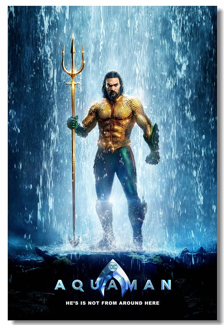 Benutzerdefinierte Leinwand Wanddekorationen Jason Momoa Aquaman Poster Aquaman Aufkleber Wand DC Superhelden Esszimmer Aufkleber Aufkleber HD-Handy-Hintergrundbild