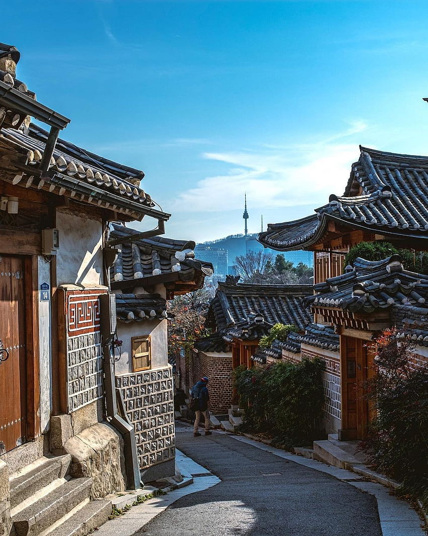 Bukchon hanok village, Seoul, Corea del Sud Paesaggio Sfondo del telefono HD