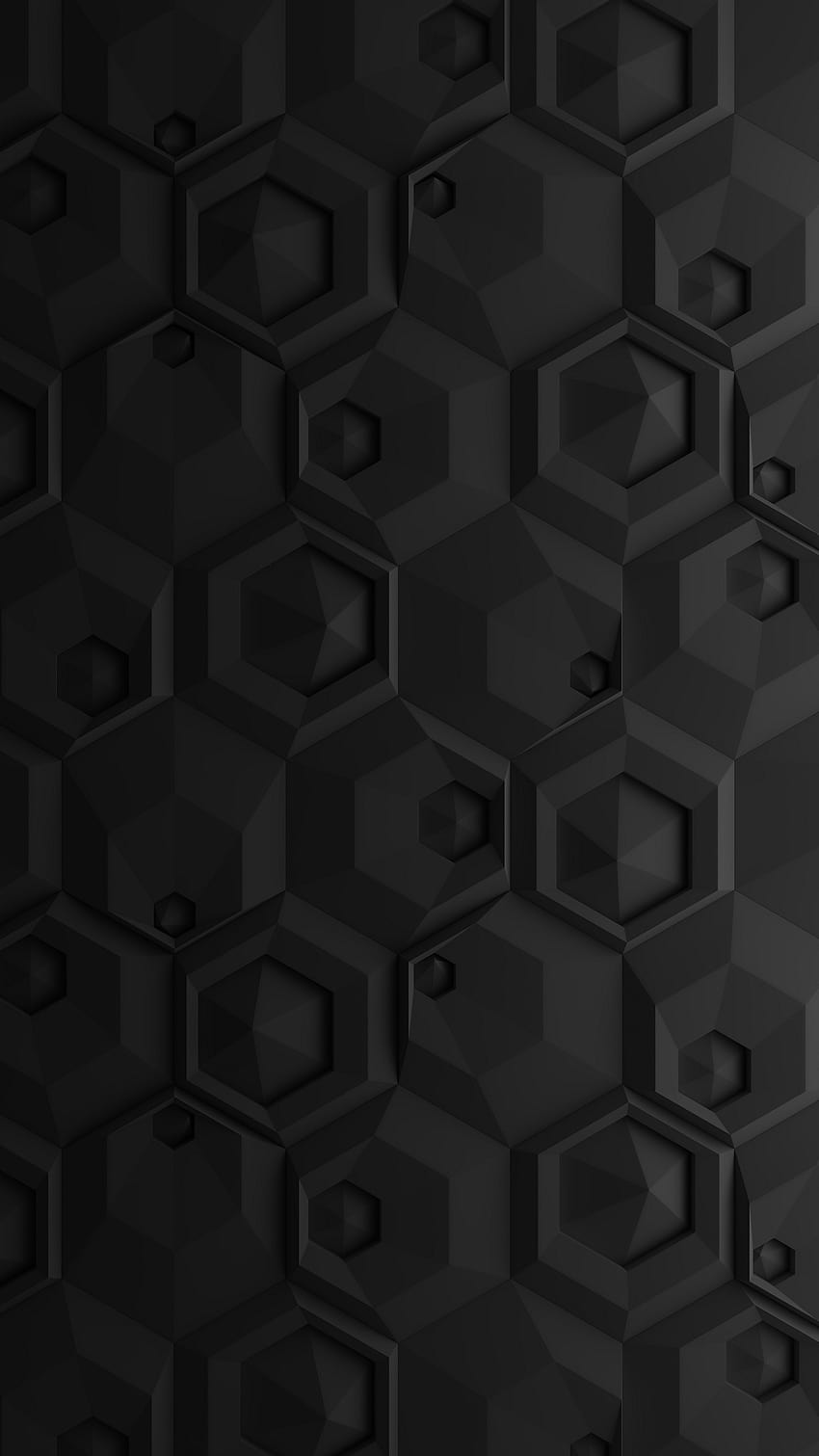 Design de material padrão de hexágono preto de papel dimensional, hexágono de telefone preto Papel de parede de celular HD