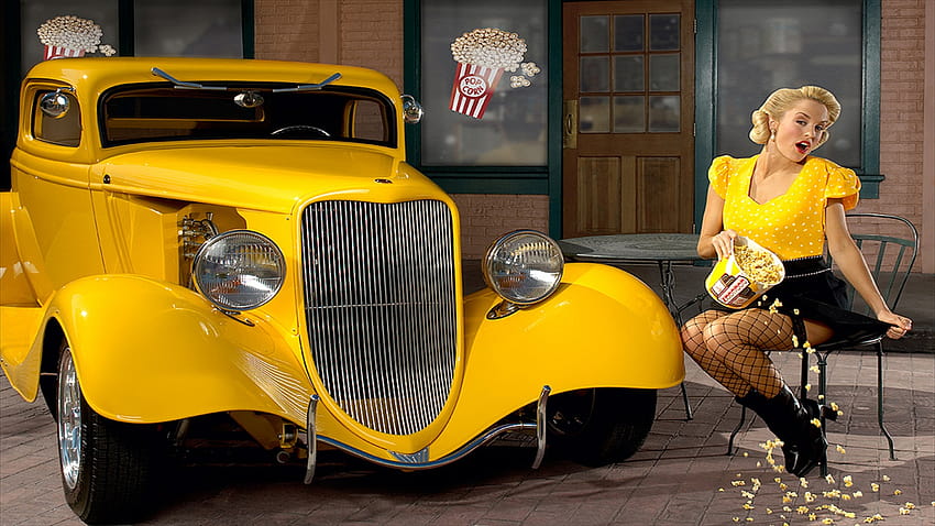 car girl ,land vehicle,vintage car,classic,vehicle,motor vehicle, vintage women HD wallpaper