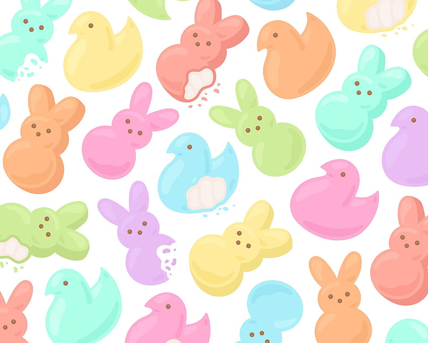 Pastel Easter Bunny Rabbit Marshmallow Treats Clipart Ostern HD-Hintergrundbild