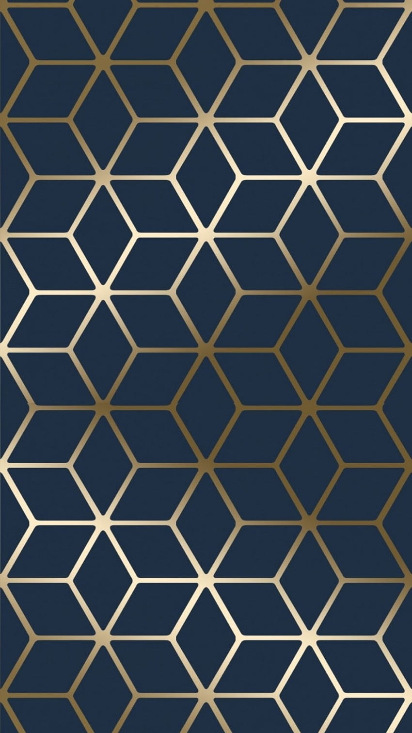 Cubic Shimmer Metallic Navy Blue Gold, geometrico moderno Sfondo del telefono HD