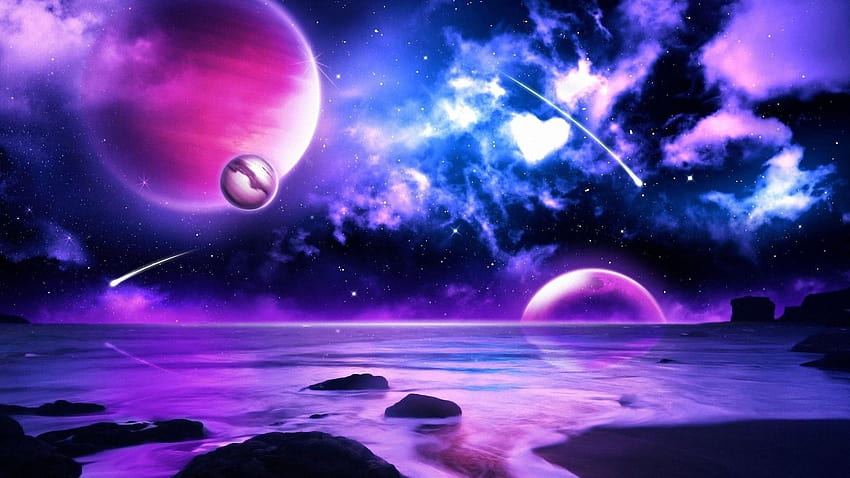 Planet awan air ruang ungu Wallpaper HD