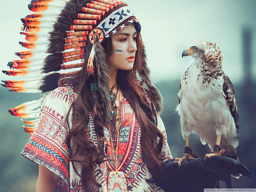 Native American Girl with Eagle Ultra Backgrounds para U TV : & UltraWide & Laptop : Tablet : Smartphone fondo de pantalla