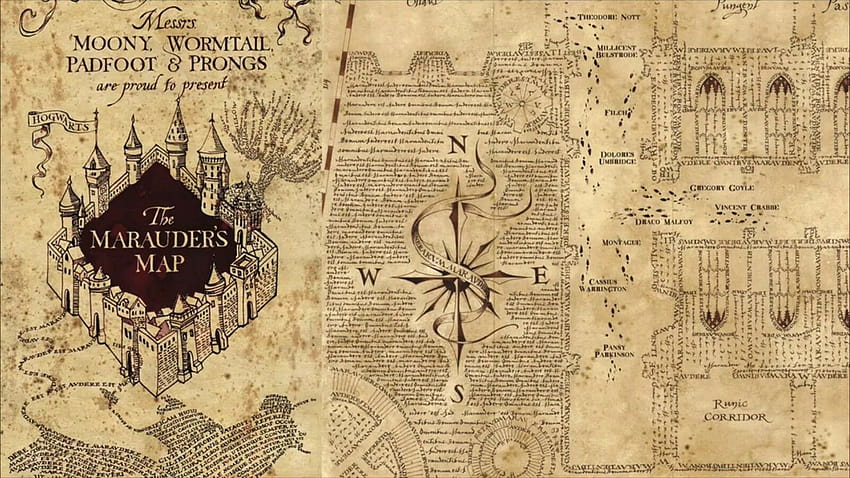 Mappa del malandrino di Harry Potter 2 x A5 topper per torta con glassa commestibile, la mappa del malandrino Sfondo HD