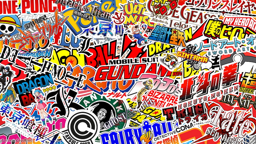 Anime logos sticker bomb style, logo anime HD wallpaper