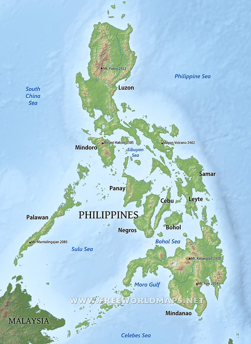 Fizyczna mapa Filipin, mapa Filipin Tapeta na telefon HD