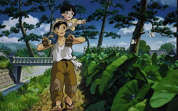 Grave Of The Fireflies - Setsuko & Seita - Studio Ghibli Wallpaper  (1949×3464) : r/Amoledbackgrounds