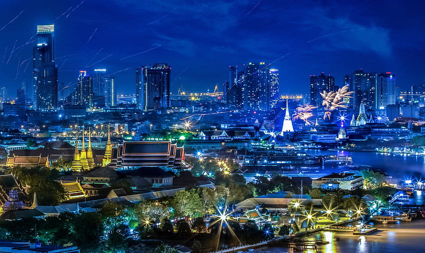 Thailand, Häuser, Wolkenkratzer, Bangkok ...Wallup, Nachtstädte HD-Hintergrundbild