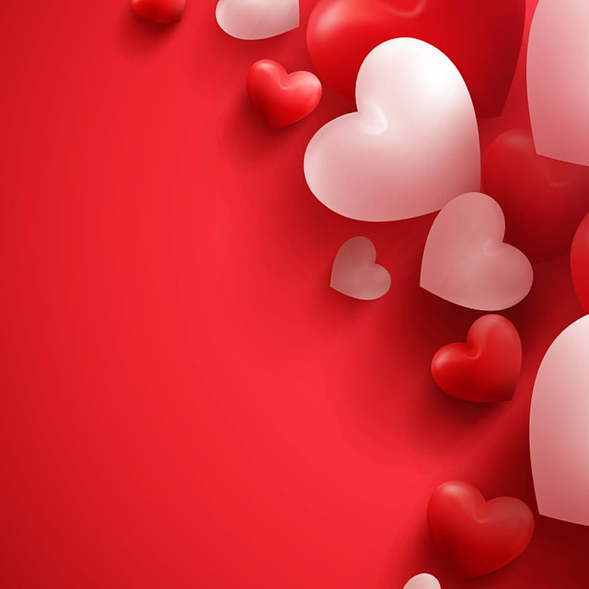 Love with red and white hearts, aesthetic red love HD phone wallpaper