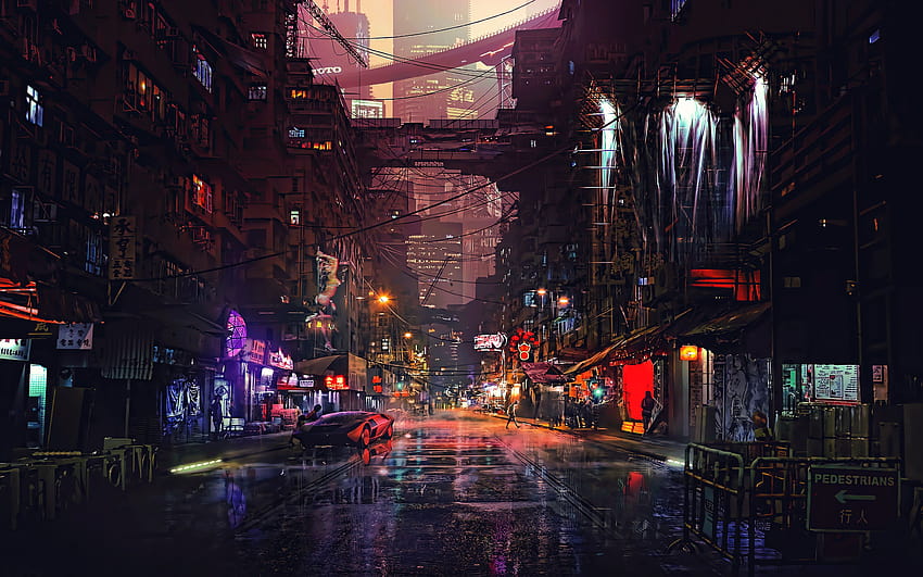 2880x1800 Busy Neon Street Macbook Pro Retina , Backgrounds, and, neon street anime HD wallpaper
