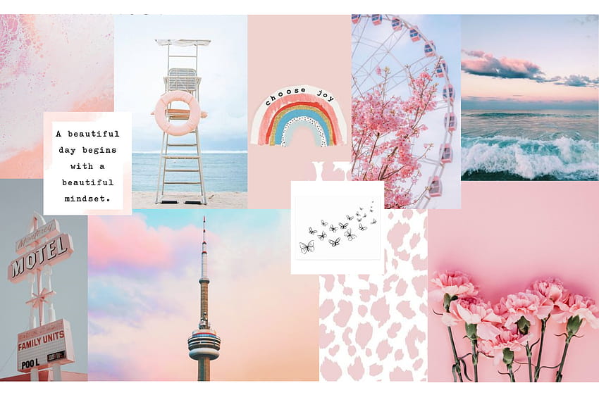 pink collage, laptop pink aesthetic HD wallpaper